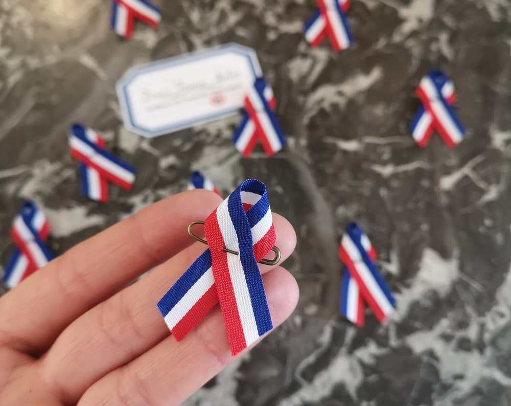 Broche noeud français Tricolore, Bleu Blanc Rouge - Made in France 🇫🇷