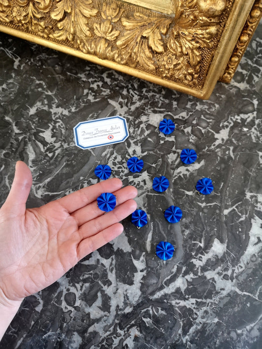 Lot de 10 Cocardes royales, Bleu Roy (Rosette royaliste bleue) Made in FRANCE